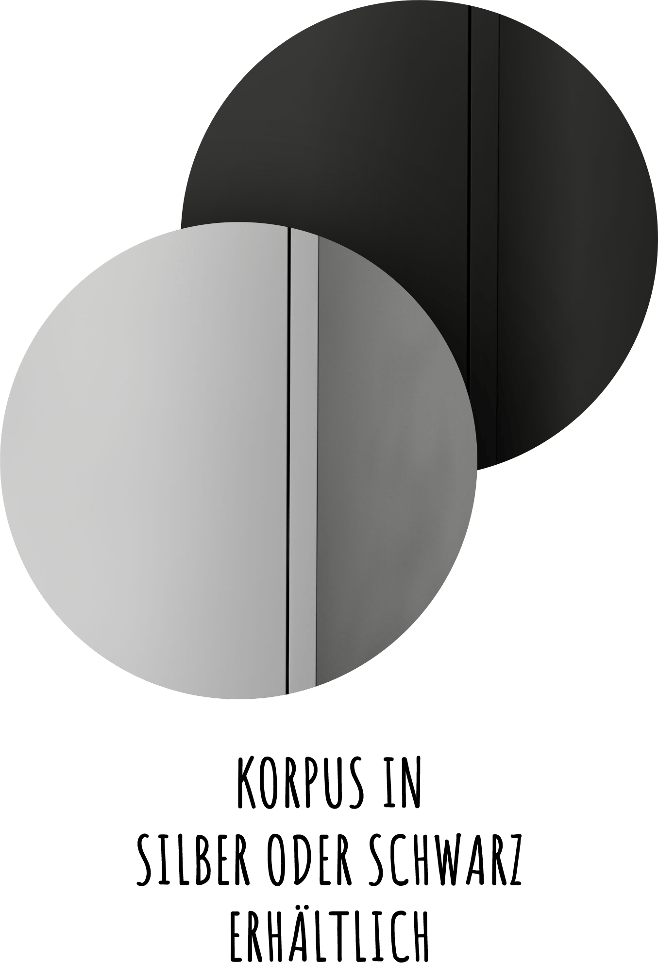 Korpus in schwarz oder silber wählbar